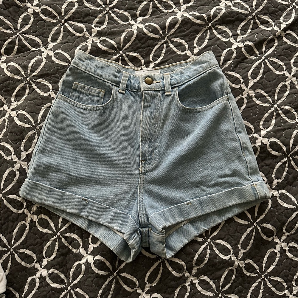 American Apparel Blue High Waist Denim Shorts